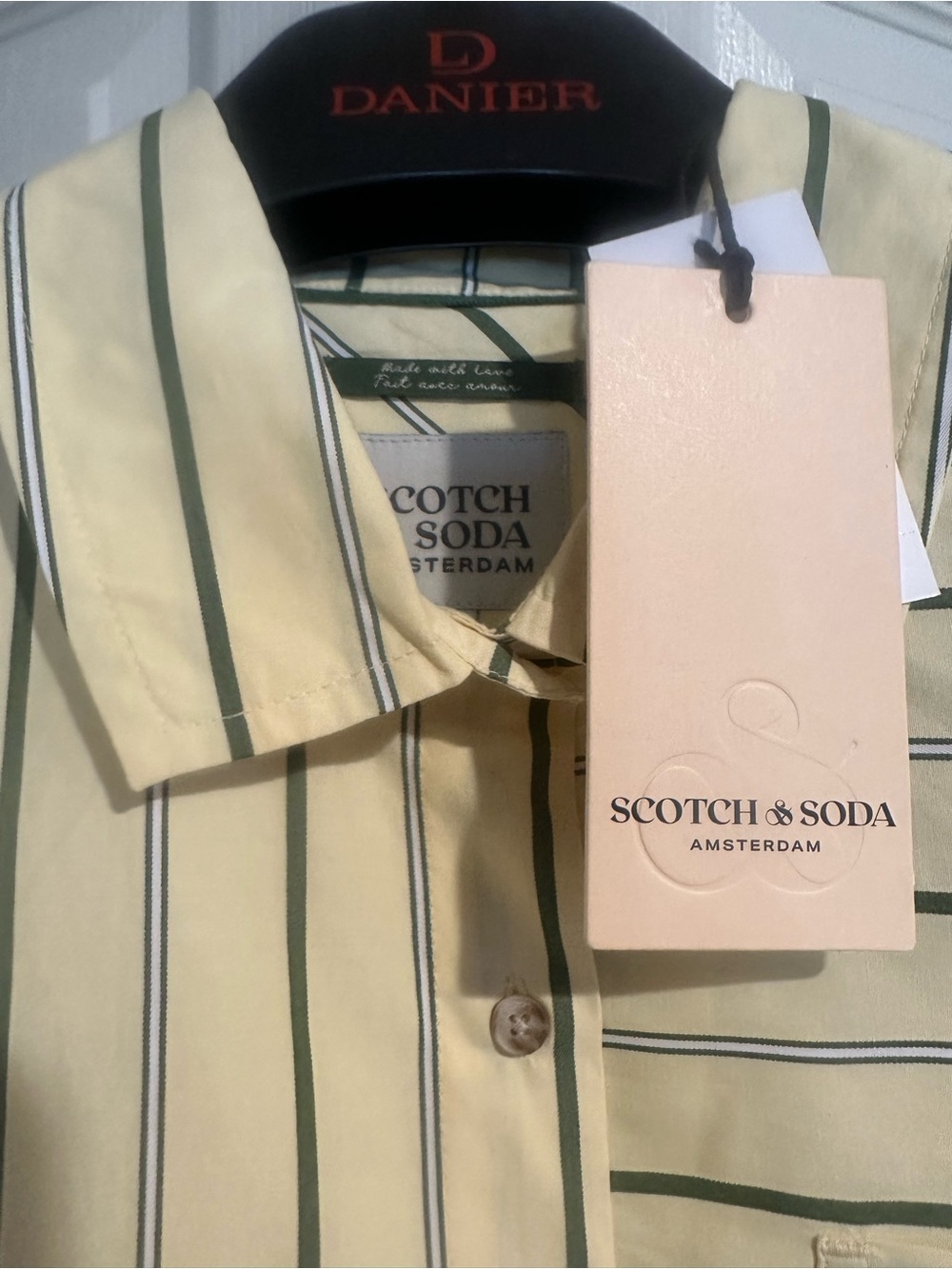 Scotch & Soda Unique Design Yellow Long-Sleeve Striped Button-Down Shirt